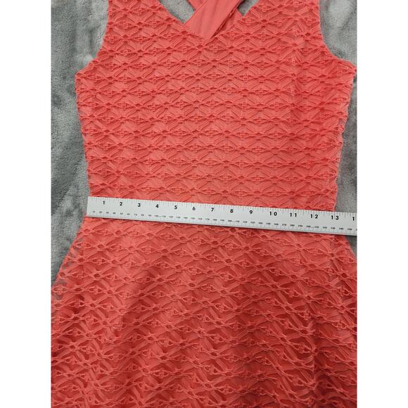 Maurices Open Back Crossover Straps Fit & Flare Tank Dress Size S Orange Coral - Picture 7 of 9